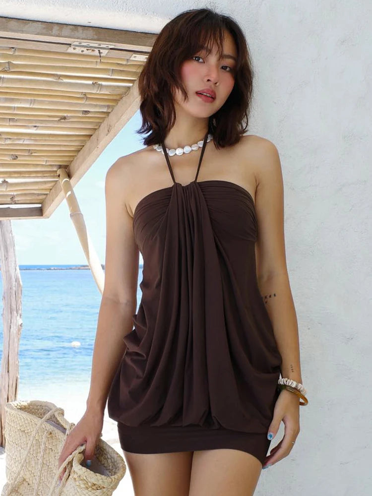 Mini Abito Halter Backless Estate
